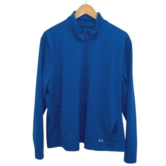 Under Armour Womens Full Zip‎ Stretch Mock Neck Motion Jacket Blue Size 2X - Picture 1 of 7